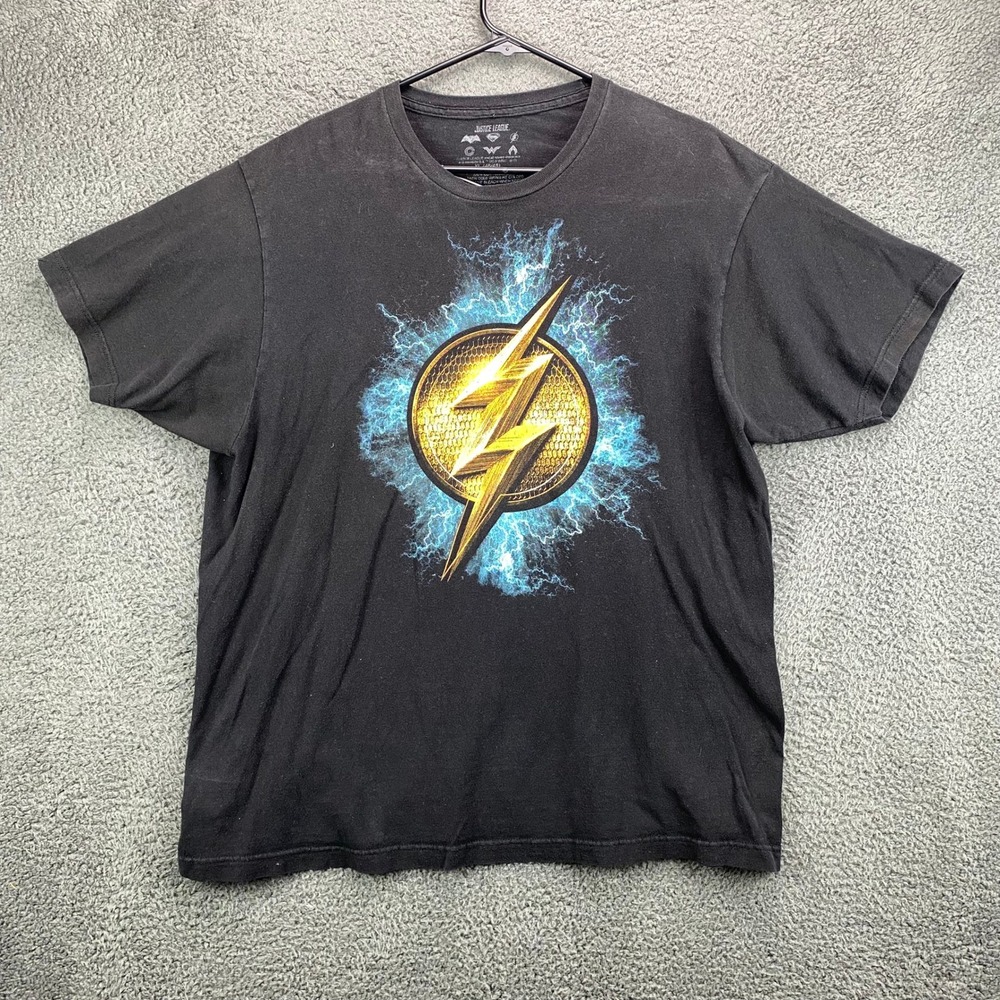 Justice League The Flash T-Shirt XL Black DC Comics Superhero‎ Graphic Tee